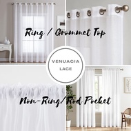 Venucia Lace Curtain – Elegant Sheer Window Drapes (Ring/Non-Ring Top Design) 6/7/8/9/10 feet Length