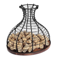 Wine Cork Container Wine Stopper Holder Black Wine Cork Storage with Wooden Bottom Cork Collector Ca
