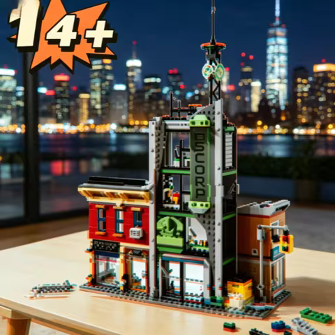 808pcs Movie Oscorp Tower Battle Scene Famous Hero Building Blocks Toys For Adults Sets Model Diy Cr