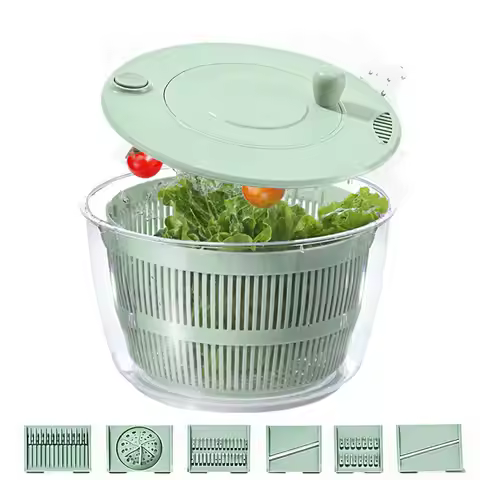7‑Piece Multifunction Salad Spinner Set Vegetable Washer Salad Chopper Slicer Shredder Grater Salad 