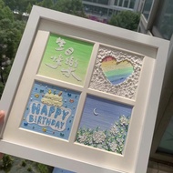 Oil Painting Stick Picture Frame Four Palace Grid Picture Frame Happy Birthday Picture Frame Counter