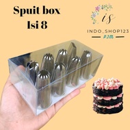 MAWAR Jumbo Spet Tar Cake Syringe Contains 8 Pcs Mica Box Churros Spluit Rose Cake Syringe Stainless