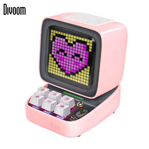 Divoom Ditoo Pro Retro Pixel Art Bluetooth Portable Speaker Alarm Clock DIY LED Display Board, Cute 