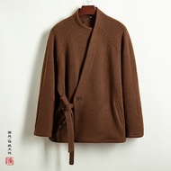 12.3 Seasons Men's Retro Flow Woolen Men's Improved Hanfu Diagonal Thickened Jacket