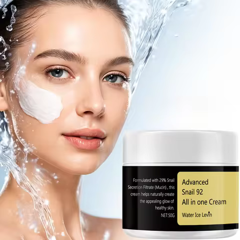 Advanced Snail 92 All in One Cream 29% Snail Mucin. Apply Gently Face Neck. Pat Absorb. Healthy Glow