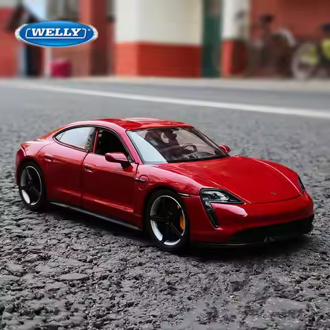 Welly 1:24 Porsche Taycan Turbo S Alloy Sports Car Model Diecasts Metal New Energy Vehicles Car Mode