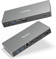 Plugable 11-in-1 USB C Docking Station Dual Monitor, USB4 100W Laptop Charging Dock for Windows and Thunderbolt, 4K HDMI 2.1 up to 120Hz, 2.5Gbps Ethernet, SD Reader, 20W USB-C Charging - Driverless