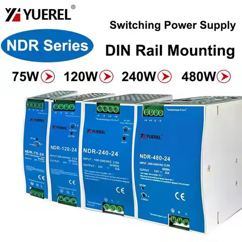 NDR-75W 120W 240W 480W 12V 24V 48V Switching Power Supply Industrial DIN Rail AC/DC Single Output Po