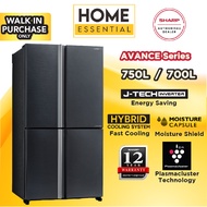 Sharp 750L J-Tech Inverter 4 Door Refrigerator SJF921VMSS | 700L SJF821VMSS | AVANCE Series | Fridge