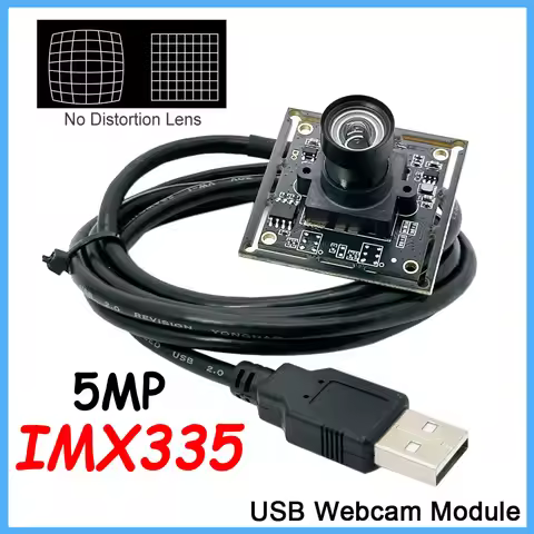 HD 5MP IMX335 USB Camera Module 2592X1944 30fps 87 Degree No Distortion 5MP 3.6mm Lens 5 Megapixel V