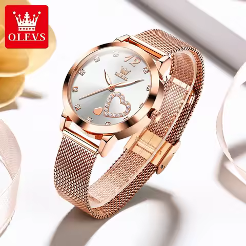 OLEVS 5189 Women's Watch Quartz Wristwatch Casual Fashion Watch for Ladies Waterproof Luminous Mesh 