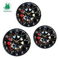Kesoto Modern Wall Clock Acrylic Silent Non Ticking Creative Wheel Hub Design Easy Install for Livin
