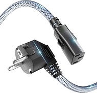 RIKSOIN Power Cord 3 Pin Cooling Device Cable 10m Nylon Braided Universal Power Cable (CEE 7/7 to IE