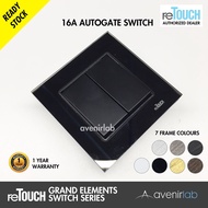reTouch Grand Elements 2 Gang Designer 16A Autogate Toggle Push Button Open Close Switch [BLACK MODU