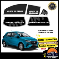 Perodua Axia Baru 2023_Tinted Kereta _2PLY UV Film_Hitam_Siap Potong/ Car Tinted / Tinted Kereta/Tin