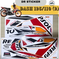 HONDA DASH125 DASH110 REPSOL Stripe Stiker Sticker WAVE DASH 125 DASH125S DASH125R (2) BODY COVERSET COVER SET KAVERSET