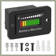 (QJWR) 12V 24V 36V 48V 60V 72V LED Battery Monitor Gauge Lithium Ion Battery Tester Black