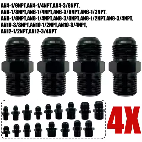 4X 4AN 6AN 8AN 10AN 12AN To 1/4" 1/8" 3/8" 3/4" NPT Oil Cooler Adapter Male Straight Fuel Hose Pipe 