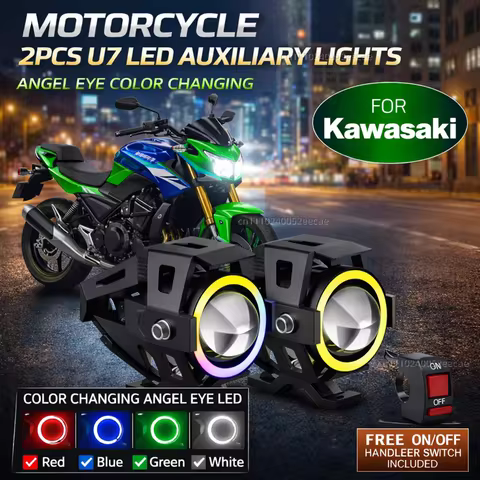 Waterproof Motorcycle LED Headlight 3000LMW U7 Motorbike LED Driving Fog Spot Light with Switch For 