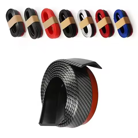 Car Front Bumper Bar Spoiler Side Skirt Rubber Anti-Scratch Protector Bumper Lip Carbon Fiber Rubber