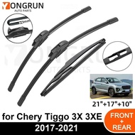 3PCS Car Wiper for Chery Tiggo 3X 3XE 2017-2021 Front Rear Windshield Windscreen Wiper Blade Rubber 