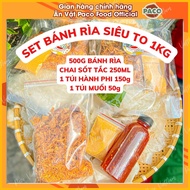 bánh tráng chấm sốt tắc cùng muối nhuyễn hành phi có thể trộn chấm cùng bánh phơi phơi sương rìa dẻo