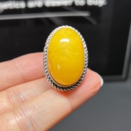 天然波羅的海老蜜蠟戒指  自然氧化 活口設計 s925銀鑲嵌 蜜蠟