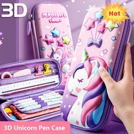 Unicorn Pencil Case Kawaii EVA 3D Pen Box School Pencil Cases Stationery Ruler Organizer 3D Space Pen Case