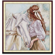 Cross Stitch Kit Beautiful Girl Woman People Design 14CT/11CT Counted/Stamped Unprinted/Printed Fabric Cloth, Cross Stitch Complete Set with Pattern
