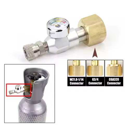 Co2 Cylinder Refill Adaptor Fill Station With Gauge 8MM Quick Disconnect Fit W21.8-14 G3/4 CGA320 Co