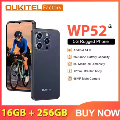 Oukitel WP52 Rugged Smartphone 5G 6.6" 16GB+256GB 6500mAh Battery Call Phone 48MP Android 14 NFC Tel