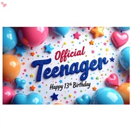13th Birthday Decoration for Boys Girls, Happy 13th Birthday Backdrop Banner, Official Teenager 13 B