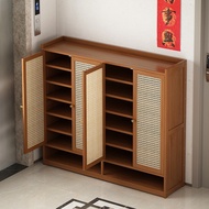 HY@ Shoe Cabinet Home Outdoor Aisle Elevator Shoe Rack Home Large Capacity Entrance Cabinet Solid Wood Multi-Layer Stora