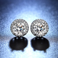 Super Flash Diamond Earrings One Carat Simulation Diamond Round-Covered Earrings Fire Color Diamond 