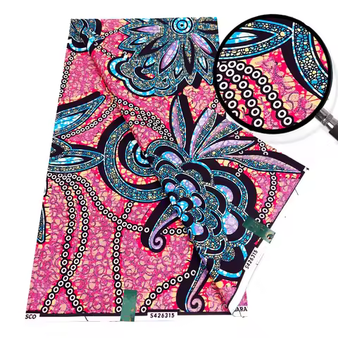 New Ankara African Glitter Cotton Wax Fabric 6YARDS Real Super Batik Golden Shine Pagne Wapper Stuff