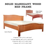 HENDRIK Solid Mahogany Wood King / Queen / Super Single &amp; Single Size Bed Frame In Cherry &amp; Dark Walnut Color