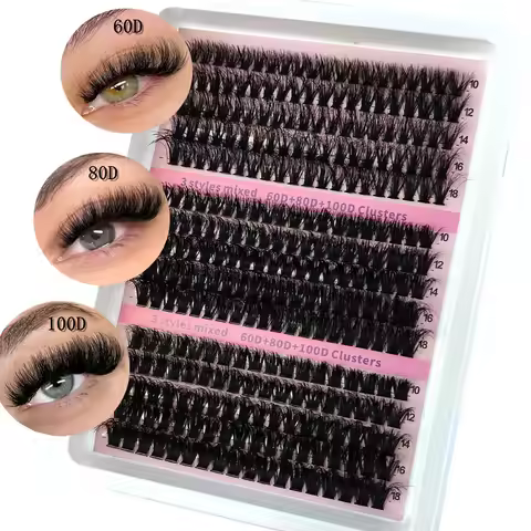 HBZGTLAD 15Rows Fluffy Cluster Lashes 60D-100D Natural Thick Eyelash Clusters D/CC/DD Individual Las