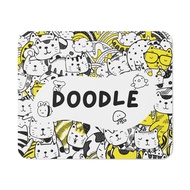 Light Mustard Illustrated Doodle Cute Mouse Pad