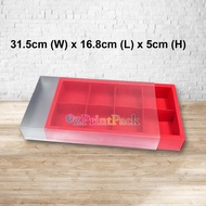 8 holes Red Gift Box | Cake Box | Mooncake Box | 8 cavities Box | Kotak Kek | Kotak Kuih | Transpare
