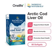 Nordic Naturals Arctic Cod Liver Oil 750mg Omega 3 90 Softgels - For Brain Health and Immunity
