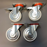 Wheels 3 inch whiteNilon set (2 live wheels + 2 brake wheels) display case wheels Nilon