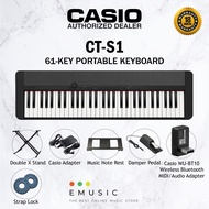 Casio CT-S1 61-key Portable Keyboard with X Stand and Damper Pedal - Black (Casiotone / CTS1 / CT S1