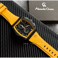 Alexandre Christie | AC 6608MCRIPBAYL Chronograph Sporty Men Watch with Black Dial Yellow Silicon Strap Official