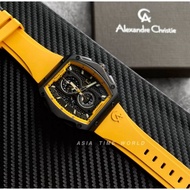 Alexandre Christie | AC 6608MCRIPBAYL Chronograph Sporty Men Watch with Black Dial Yellow Silicon St