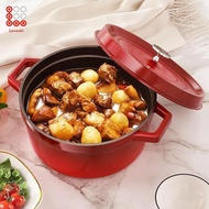 [Shiwaki3] Cast Iron Enamel Pot Enameled Soup Pot for Gas/Induction Cooker Bread Picnic