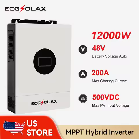 ECGSOLAX 12KW Hybrid Solar Inverter 48V Off-Grid Solar Hybrid Inverter Built-in WiFi 120V/240V US St