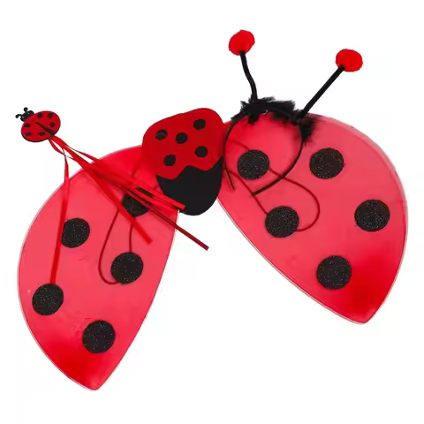 Red Ladybug Cosplay Costume Headband Foldable Wings Insect-themed Costumes Cute Cartoon Wand Perform