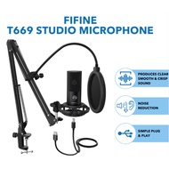 Fifine T669 USB Condenser Microphone Kit - Plug and Play Recording Mic with Adjustable Arm Stand - for PC Mac Laptop