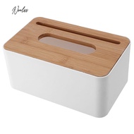 [Noel.sg] L# Plastic Tissue Box with Wood Cover Home Kitchen Napkins Container Home Organi