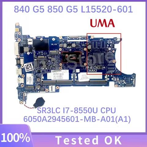 6050A2945601 For HP Elitebook 840 G5 850 G5 Laptop Motherboard 6050A2945601-MB With I5 I7 8TH GEN CP